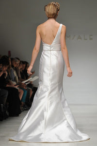 Amsale 'Hampton' Asymmetrical Trumpet Wedding Dress - Amsale - Nearly Newlywed Bridal Boutique - 5