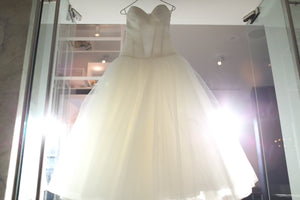 Pnina Tonai '4051' size 8 used wedding dress front view on hanger