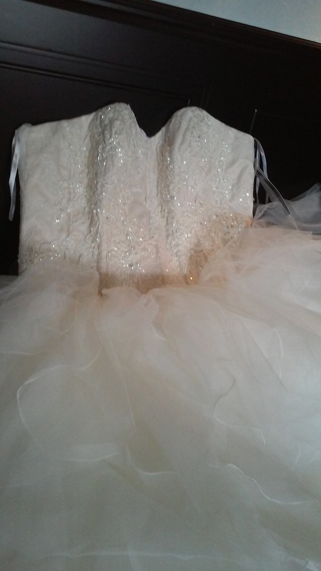 Oleg Cassini 'Strapless' size 18 new wedding dress front view of dress