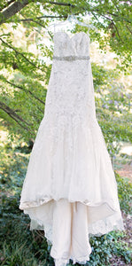 Maggie Sottero 'Ascher' size 6 used wedding dress front view on hanger