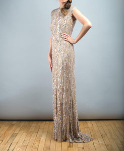Elie Saab Light Taupe Fully Sequined Wedding Dress - Elie Saab - Nearly Newlywed Bridal Boutique - 4
