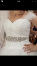 Load image into Gallery viewer, Sophia Moncelli &#39;Gorgeous Full Skirt&#39; size 12 used wedding dress front view close up
