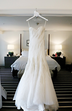 Load image into Gallery viewer, Mark Zunino &#39;Silk Sweetheart Mermaid&#39; size 10 new wedding dress front view on hanger
