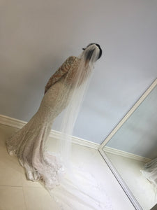 Stephen Yearick 'Long Sleeved' size 8 new wedding dress back view on bride