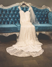 Load image into Gallery viewer, Mori Lee &#39;Karissa&#39; size 8 used wedding dress front view on couch
