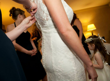Load image into Gallery viewer, Allure &#39;9019&#39; size 10 used wedding dress side view on bride
