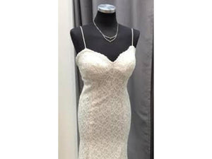Alfred Angelo '8528' size 8 used wedding dress front view on mannequin