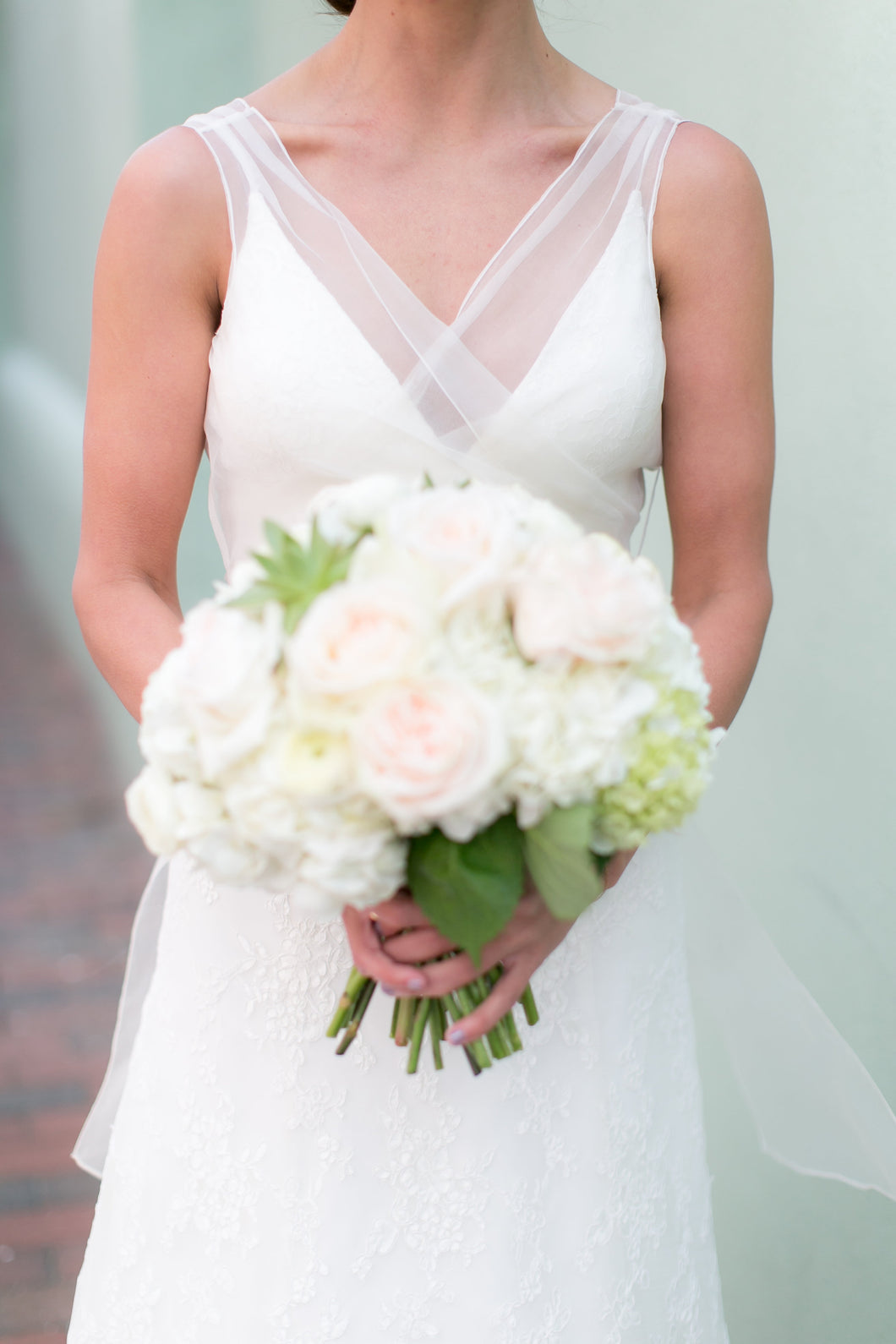 Alyne 'Jasmine' size 4 used wedding dress front view on bride