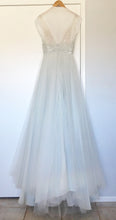 Load image into Gallery viewer, Angel Sanchez &#39;Something Blue&#39; size 4 used wedding dress back view on hanger
