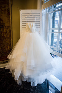 Lazaro '3309' size 4 used wedding dress front view on hanger