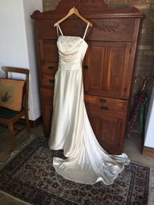 Yolanda 'Irene' size 8 used wedding dress front view on hanger