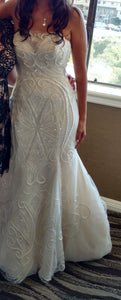 Ines Di Santo 'Zabize' size 4 used wedding dress front view on bride