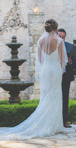Mori Lee 'Karissa' size 8 used wedding dress back view on bride
