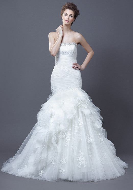 Enzoani Haldana Trumpet Tulle Wedding Dress - Enzoani - Nearly Newlywed Bridal Boutique - 1