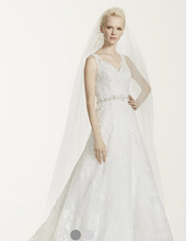 Load image into Gallery viewer, Oleg Cassini &#39;A Line&#39; size 2 used wedding dress front view on model
