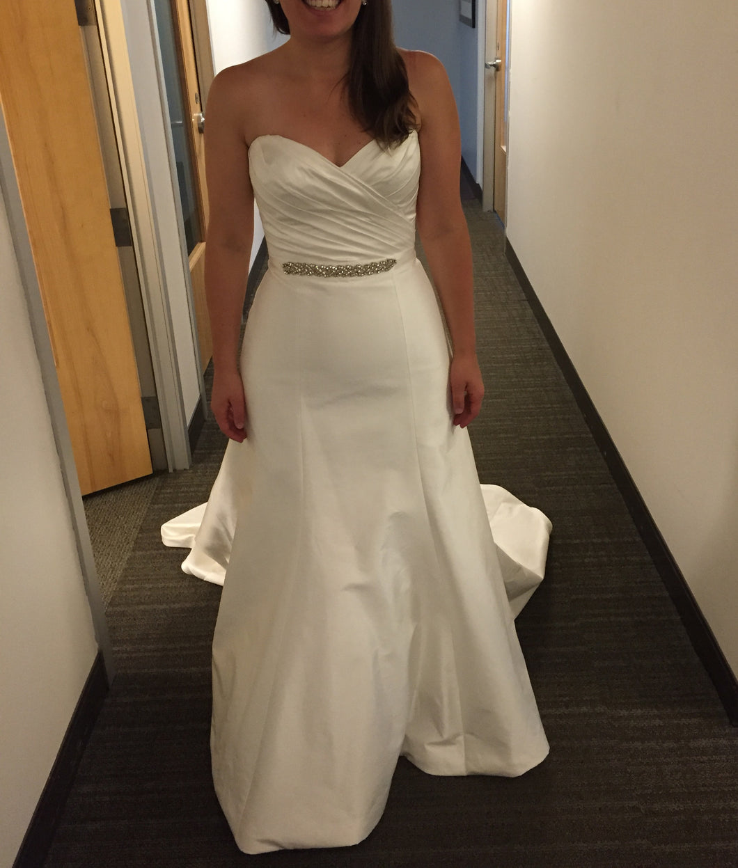 Romona Keveza '904' size 4 used wedding dress front view on bride