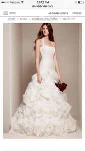 Vera Wang White 'Organza and Satin' size 6 used wedding dress front view on model