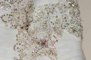 Allure Bridals 'Sweetheart' size 18 used wedding dress close up of beading