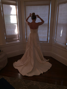 Romona Keveza 'Legends' size 6 sample wedding dress back view on bride