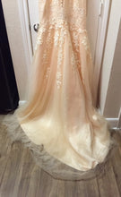 Load image into Gallery viewer, Custom Boutique &#39;Fit and Flare&#39; size 2 used wedding dress view of train
