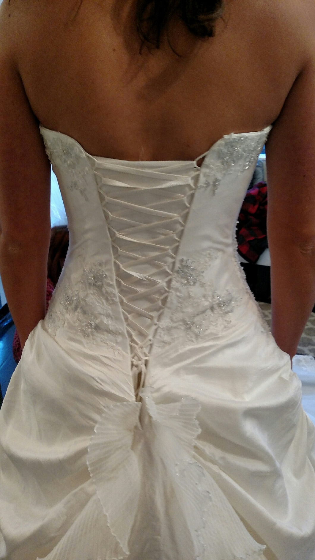 Sottero and Midgley 'A Line' size 6 used wedding dress back view on bride