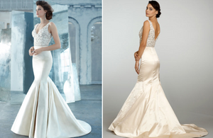 Lazaro '3314' size 4 sample wedding dress front/back views on model