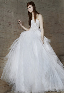 Vera Wang 'Octavia' size 8 used wedding dress front view on bride
