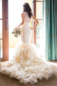 Vera Wang 'Lark' size 2 used wedding dress back view on bride