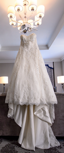 Demetrios '1473' size 12 used wedding dress front view on hanger