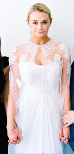 Monique Lhuillier 'Breeze' size 6 used wedding dress front view on bride