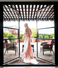 Load image into Gallery viewer, Oscar de la Renta Beaded Column Wedding Dress with Pink Bow - Oscar de la Renta - Nearly Newlywed Bridal Boutique - 1
