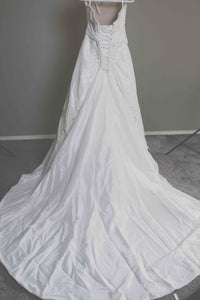 Custom 'Meagan Schlottmann'  size 16 used wedding dress back view on hanger