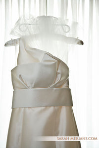 Amsale 'Hampton' Asymmetrical Trumpet Wedding Dress - Amsale - Nearly Newlywed Bridal Boutique - 2