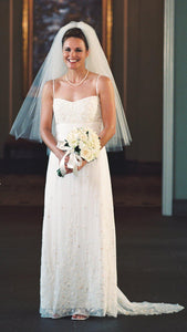 Anne Barge White Silk Column Gown - Anne Barge - Nearly Newlywed Bridal Boutique - 4