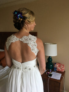  'Beaded Chiffon Keyhole ' wedding dress size-14 PREOWNED