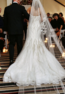 Mark Zunino 'Silk Sweetheart Mermaid' size 10 new wedding dress back view on bride