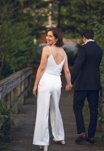 BHLDN 'Amsale Allison Jumpsuit' wedding dress size-04 PREOWNED
