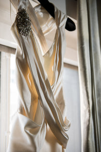 Elizabeth Fillmore 'Exquisite' size 8 used wedding dress back view on hanger