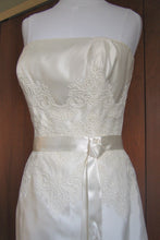Load image into Gallery viewer, Christos Lace A-line Strapless Wedding Dress - Christos - Nearly Newlywed Bridal Boutique - 4
