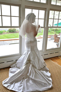 Kenneth Pool 'Marlene' Satin Trumpet Wedding Dress - Kenneth Pool - Nearly Newlywed Bridal Boutique - 3