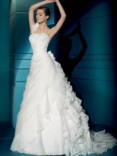 Demetrios Illusions 3170 Satin Organza Wedding Dress - Demetrios - Nearly Newlywed Bridal Boutique - 1