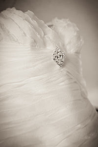 Pronovias Galante V-neck Textured Trumpet Wedding Dress - Pronovias - Nearly Newlywed Bridal Boutique - 3