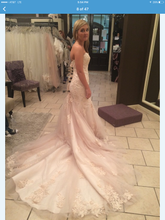 Load image into Gallery viewer, Essence of Australia &#39;Blush&#39; size 10 new wedding dress  side view on bride
