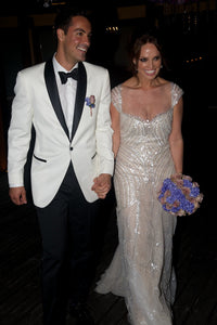 Manuel Mota Ventura Cap Sleeve Beaded Wedding Dress - Manuel Mota - Nearly Newlywed Bridal Boutique - 1