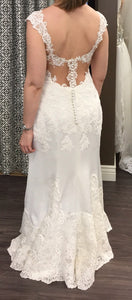 Essence of Australia 'Lace Cap Sleeve' size 8 new wedding dress back view on bride