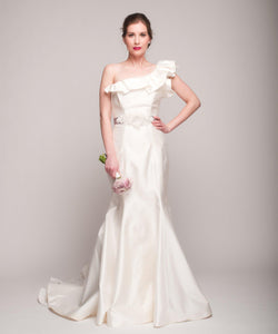 Romona Keveza One Shoulder Fit-N-Flare Gown - Romona Keveza - Nearly Newlywed Bridal Boutique - 3