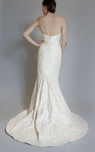 Elizabeth Fillmore 'Amelia' Ivory Silk & Burnout Lace Wedding Dress - Elizabeth Fillmore - Nearly Newlywed Bridal Boutique - 3