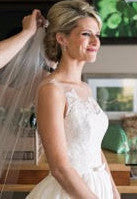 Amsale 'Ryan' size 2 used wedding dress side view on bride