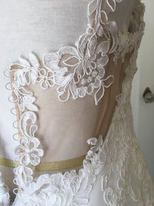 Essence of Australia 'Lace Cap Sleeve' size 8 new wedding dress close up of lace work