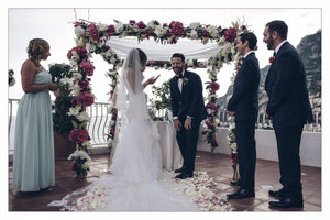 Vera Wang 'Jazmine' size 4 used wedding dress back view on bride